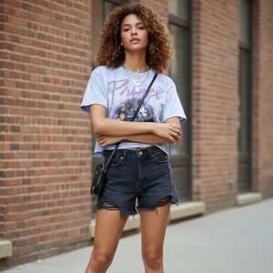 The Prince Estate Purple Tie Dye Custom Cropped T-shirt Size L